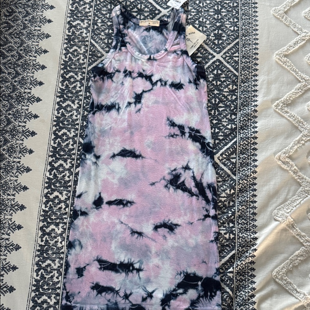 Electric & Rose Tie-Dye Tank Dress in Pink and Black
